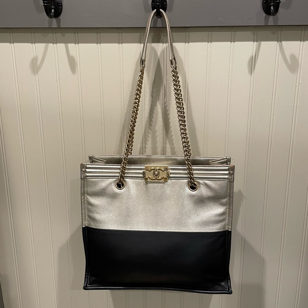 CHANEL 2 Tone Over the Shoulder Bag